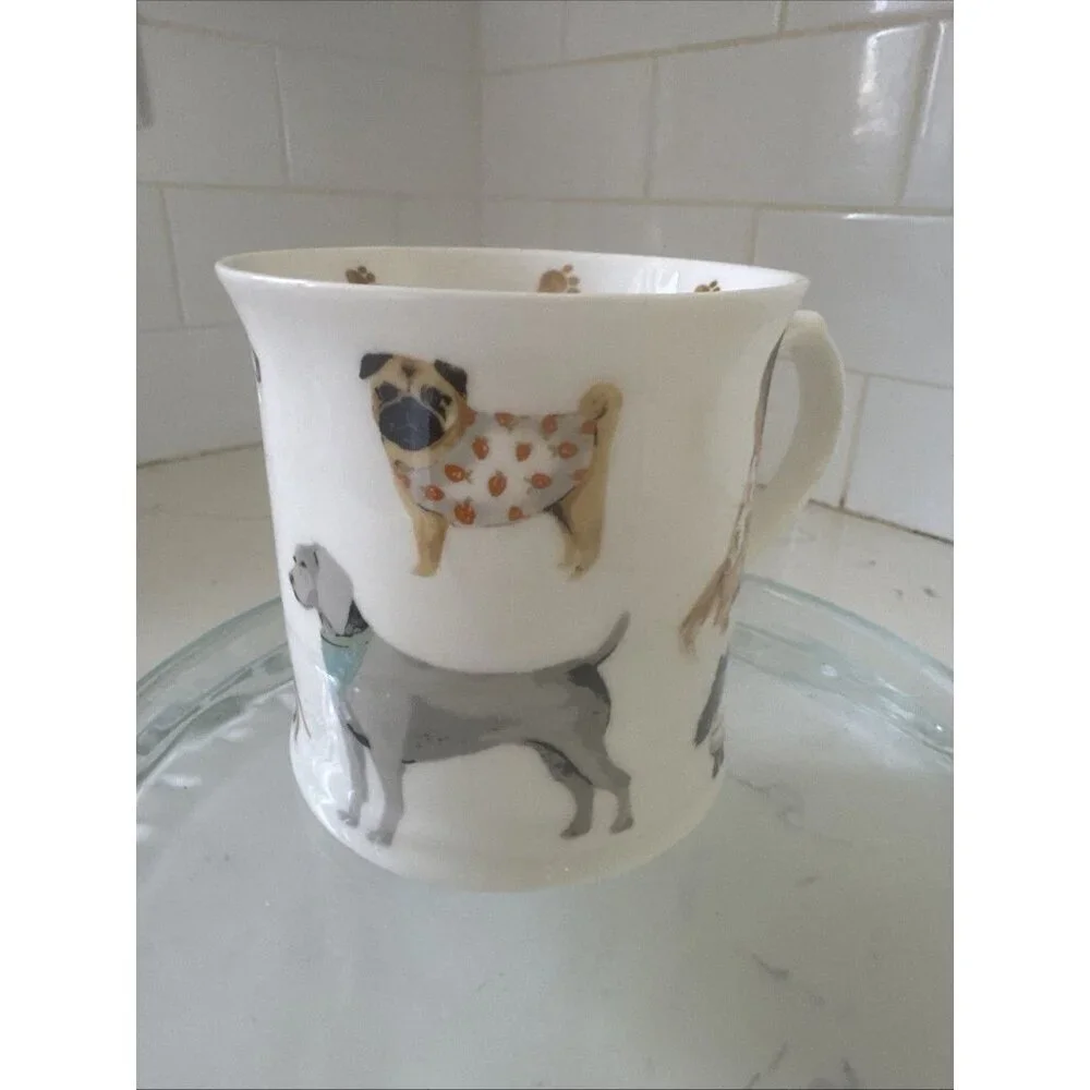 Cooksmart Fine China England 16oz Cute Dogs w/Sweaters & Bandanas Coffee Tea Cup